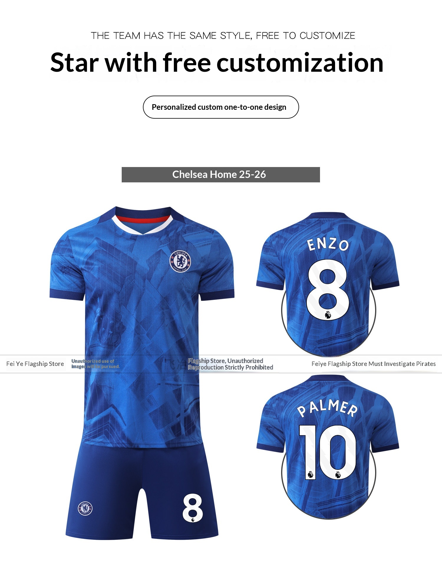 Chelsea FC 2526 Home/Away Jersey & Training Kit Set - Enzo Palmer Custom detail 7