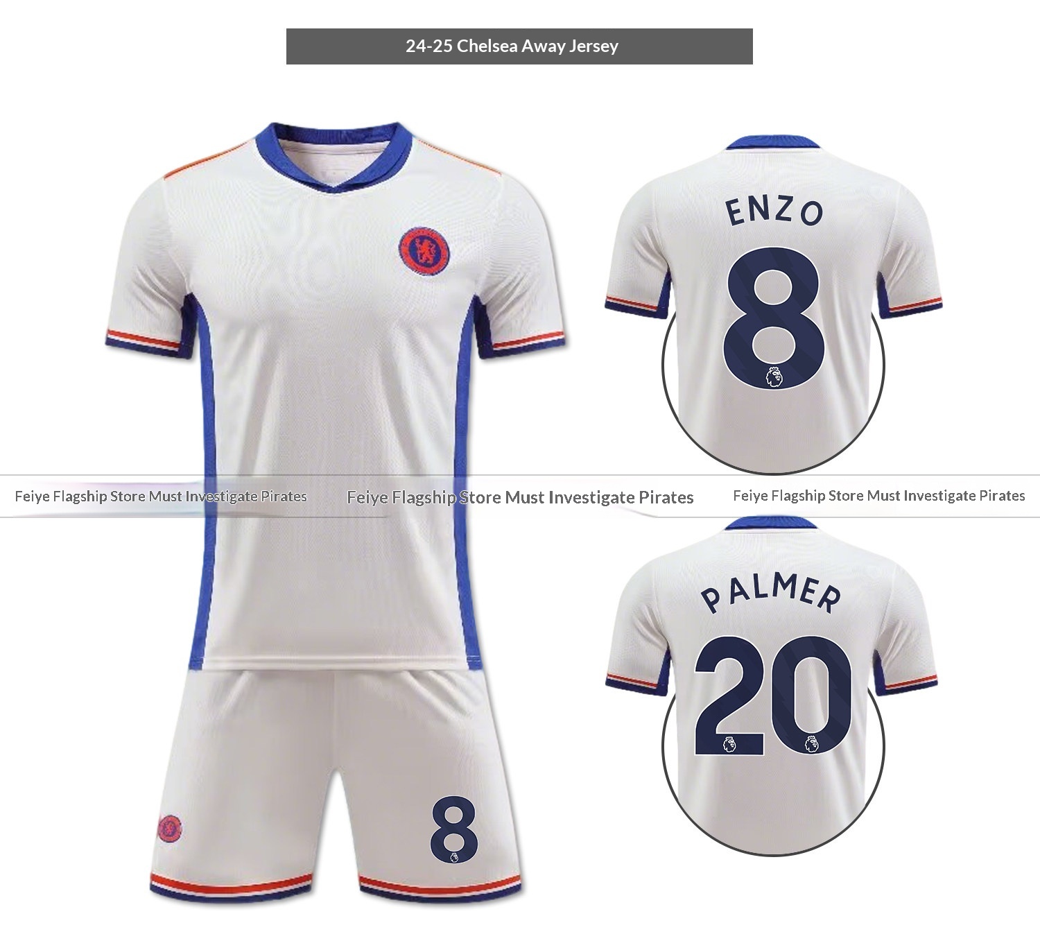 Chelsea FC 2526 Home/Away Jersey & Training Kit Set - Enzo Palmer Custom detail 10