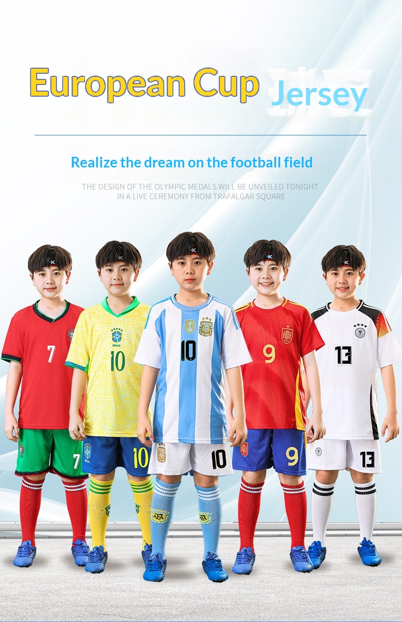 Portugal Ronaldo Argentina Messi Kids Football Jersey detail 2