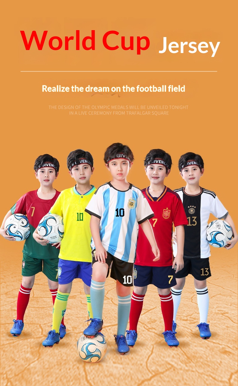 Portugal Ronaldo Argentina Messi Kids Football Jersey detail 3