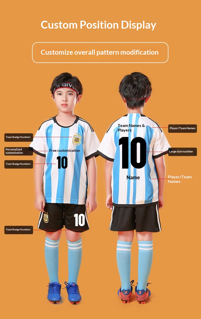 Portugal Ronaldo Argentina Messi Kids Football Jersey detail 9