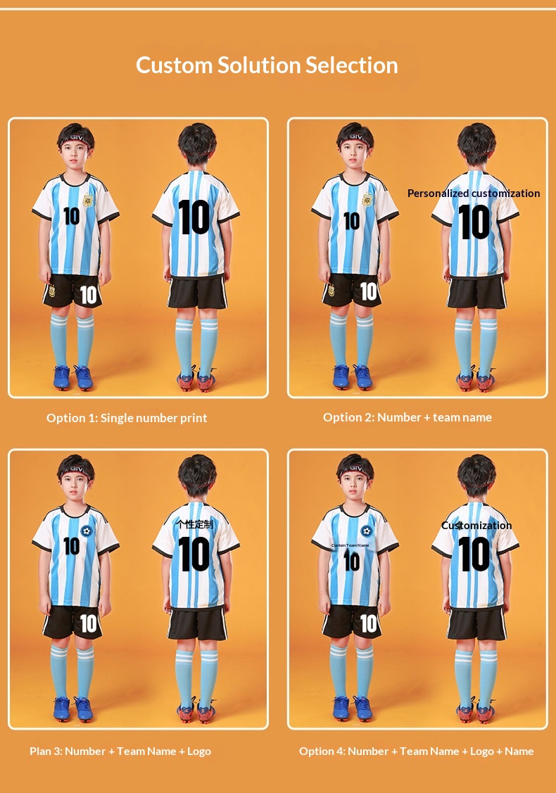 Portugal Ronaldo Argentina Messi Kids Football Jersey detail 10