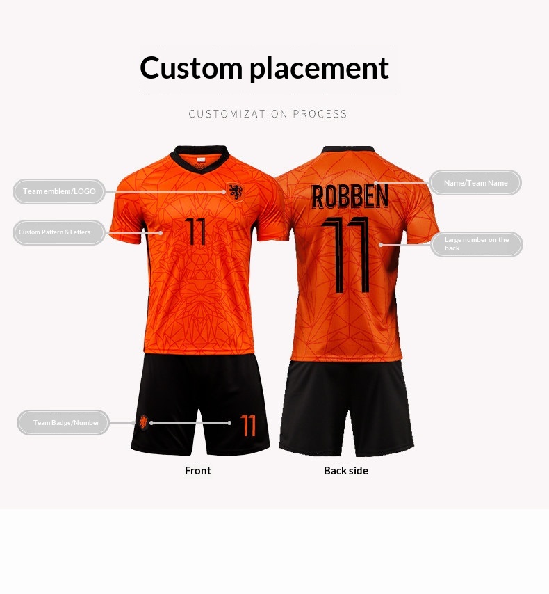 Netherlands Home Orange Jersey Kit - Men's Custom Football Uniform detail 4