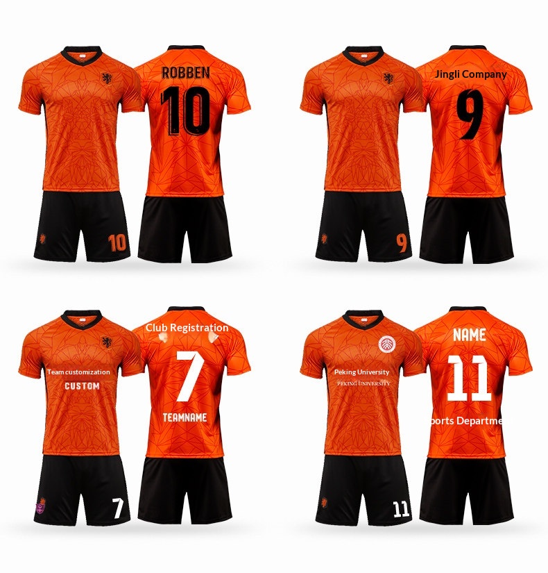 Netherlands Home Orange Jersey Kit - Men's Custom Football Uniform detail 5
