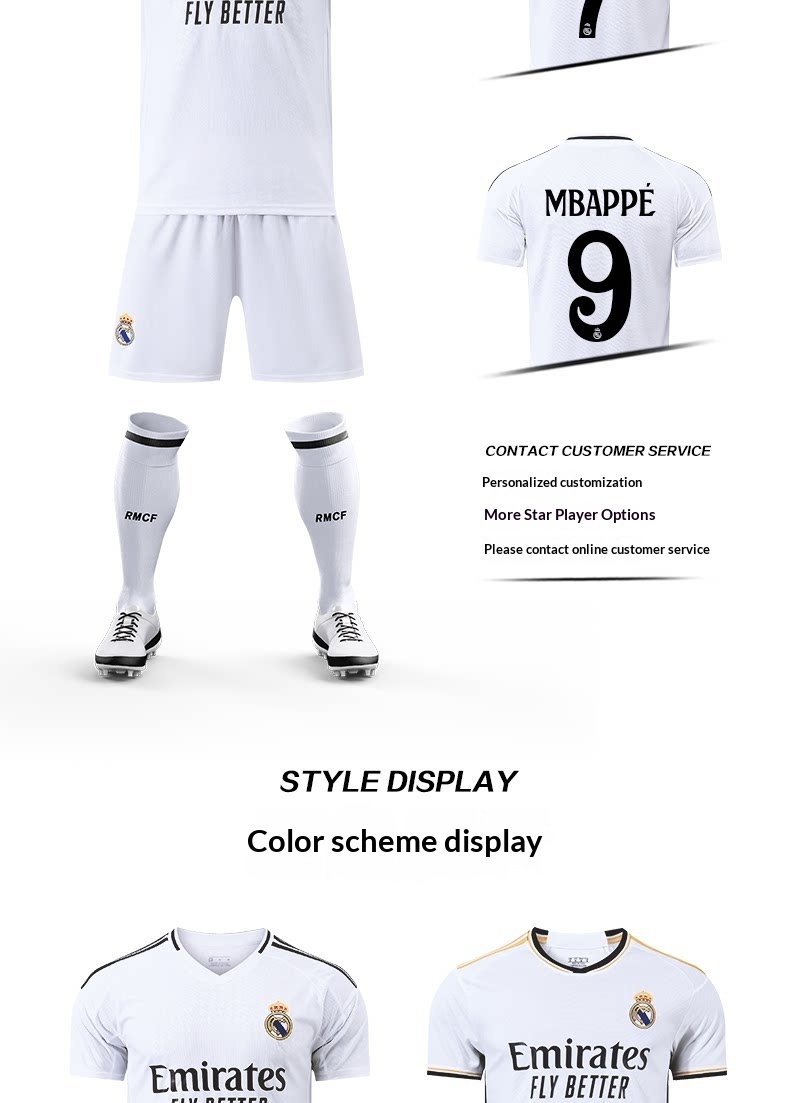 Real Madrid 2026 Kit #7 Mbappé Jersey Set for Boys detail 4