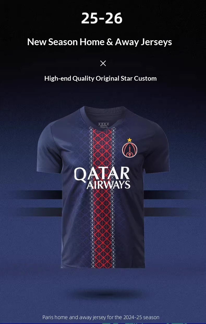 Paris Saint-Germain Mbappé Jersey Kit with Dembélé Customization detail 1