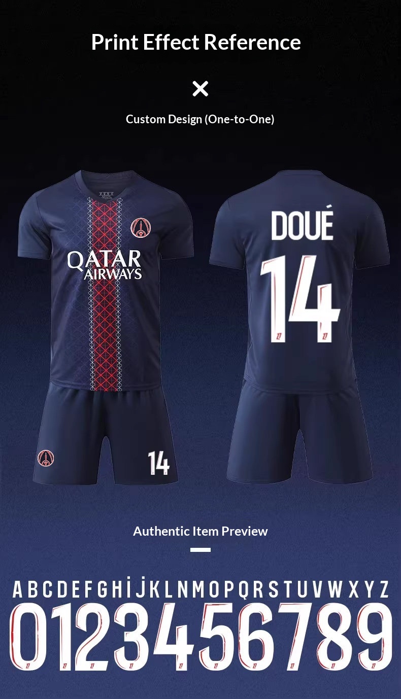 Paris Saint-Germain Mbappé Jersey Kit with Dembélé Customization detail 9