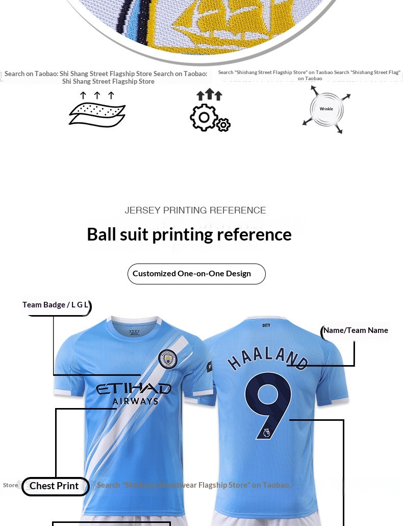 Manchester City 25/26 Home & Away Jersey Set - De Bruyne & Haaland detail 10
