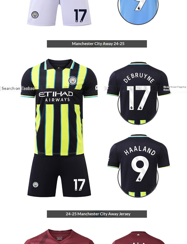 Manchester City 25/26 Home & Away Jersey Set - De Bruyne & Haaland detail 16