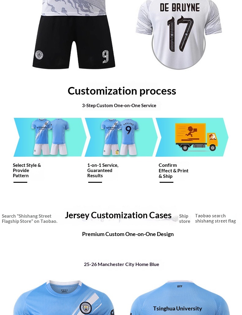 Manchester City 25/26 Home & Away Jersey Set - De Bruyne & Haaland detail 18