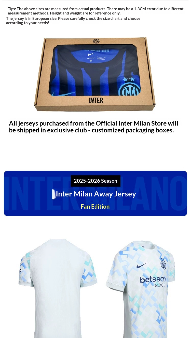 Inter Milan 25/26 Season Fan Jersey Kit detail 5