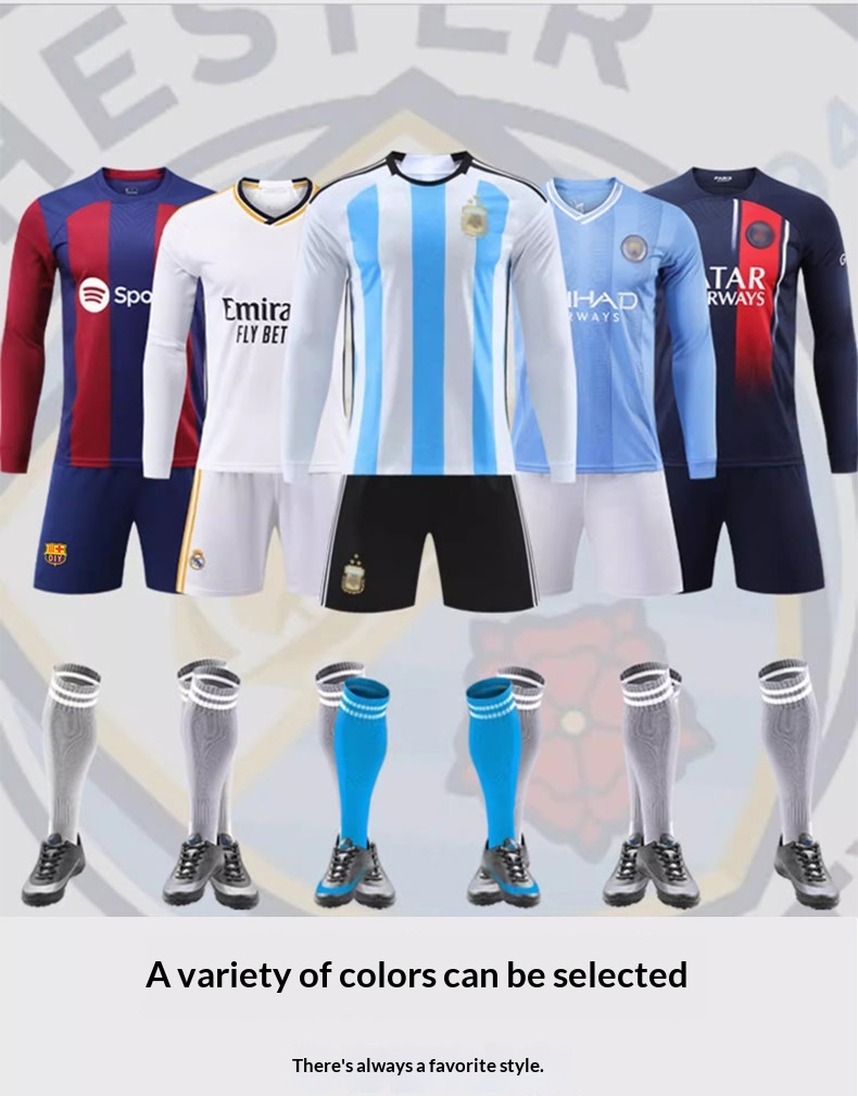 Real Madrid Argentina Paris Barcelona Long Sleeve Football Jersey - Messi 10, Ronaldo 7, AC Milan detail 8