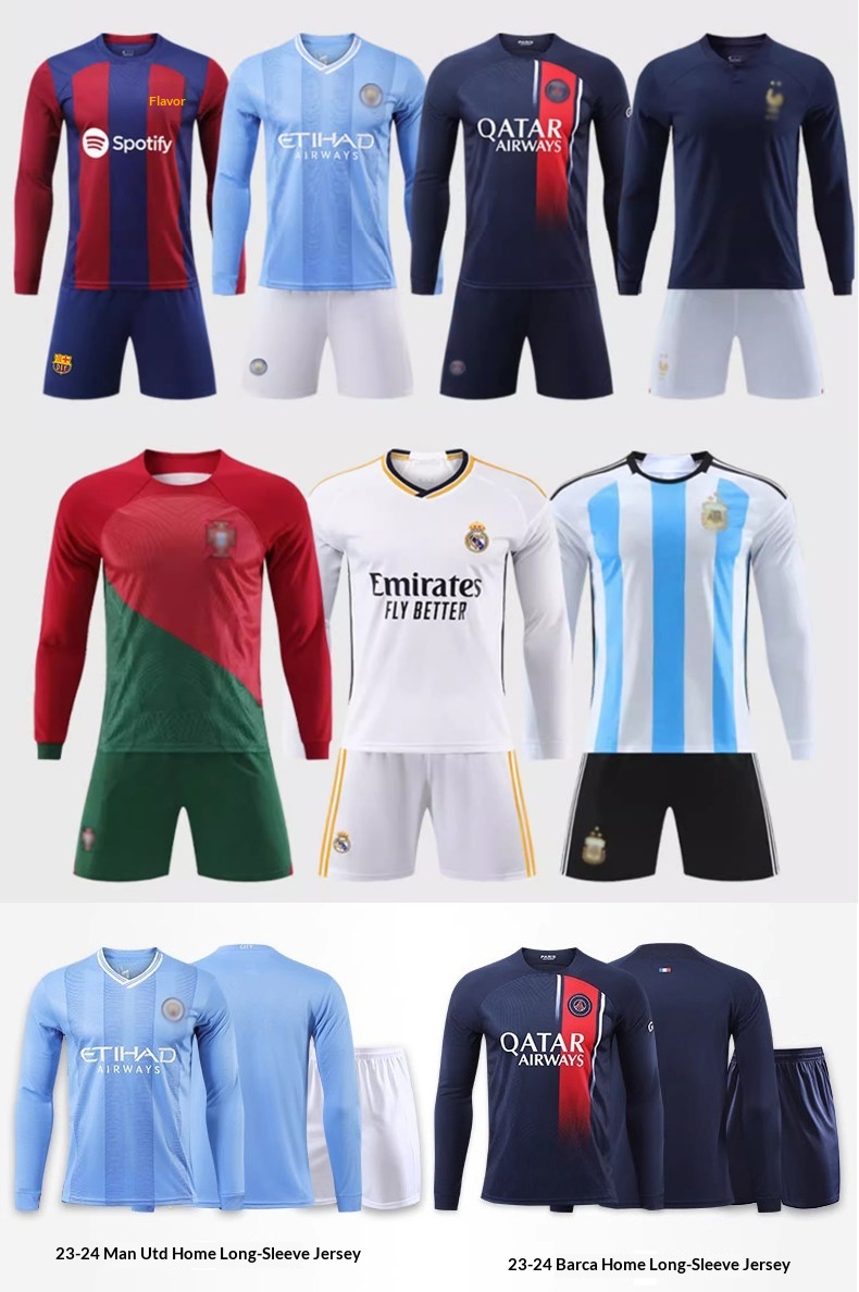 Real Madrid Argentina Paris Barcelona Long Sleeve Football Jersey - Messi 10, Ronaldo 7, AC Milan detail 9