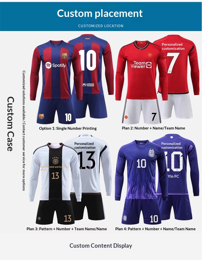 Real Madrid Argentina Paris Barcelona Long Sleeve Football Jersey - Messi 10, Ronaldo 7, AC Milan detail 11