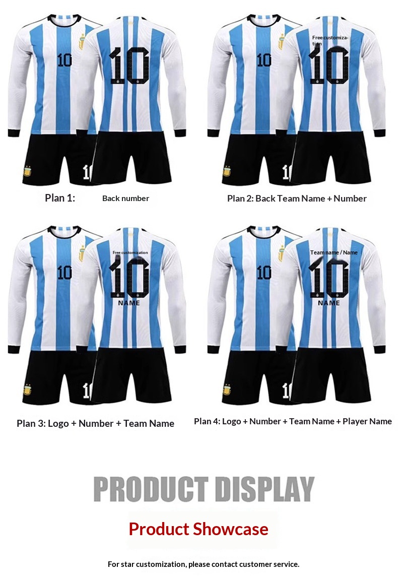 Real Madrid Argentina Paris Barcelona Long Sleeve Football Jersey - Messi 10, Ronaldo 7, AC Milan detail 13