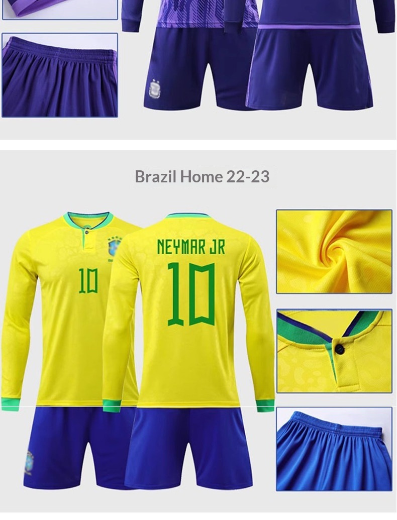 Real Madrid Argentina Paris Barcelona Long Sleeve Football Jersey - Messi 10, Ronaldo 7, AC Milan detail 15