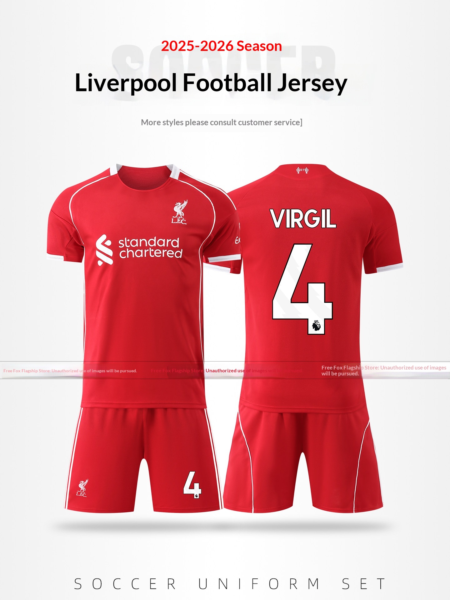 Liverpool FC 25/26 Home Jersey Kit - Salah, Jota, Szoboszlai - Kids Customizable Match Set detail 1