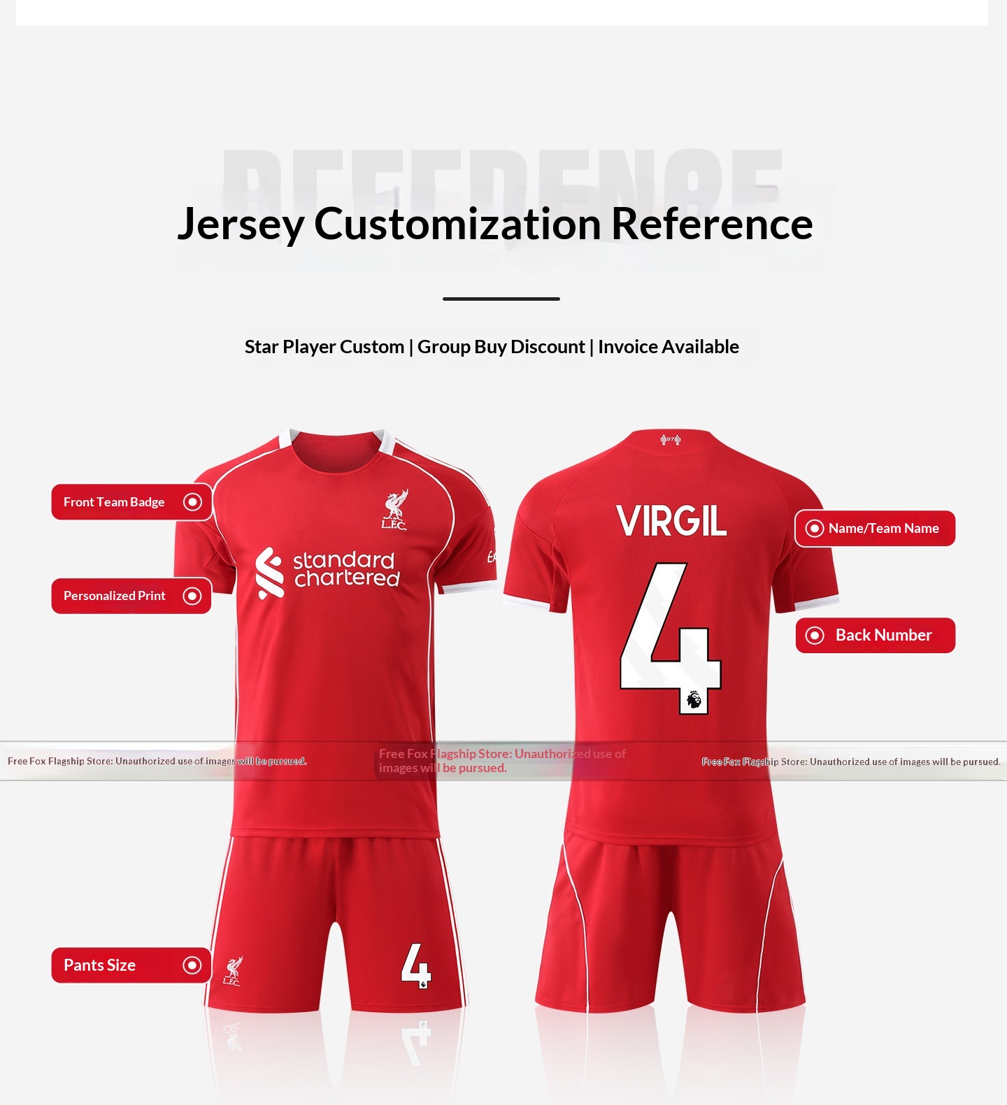 Liverpool FC 25/26 Home Jersey Kit - Salah, Jota, Szoboszlai - Kids Customizable Match Set detail 6