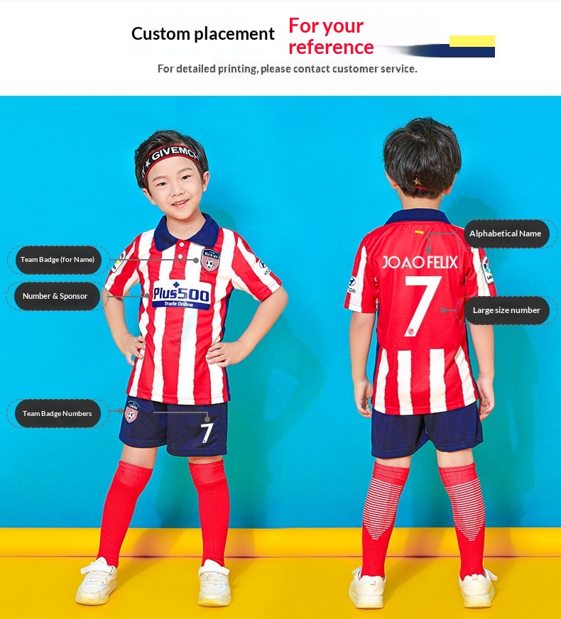 Atletico Madrid Kids Football Jersey Short Sleeve Kit detail 5