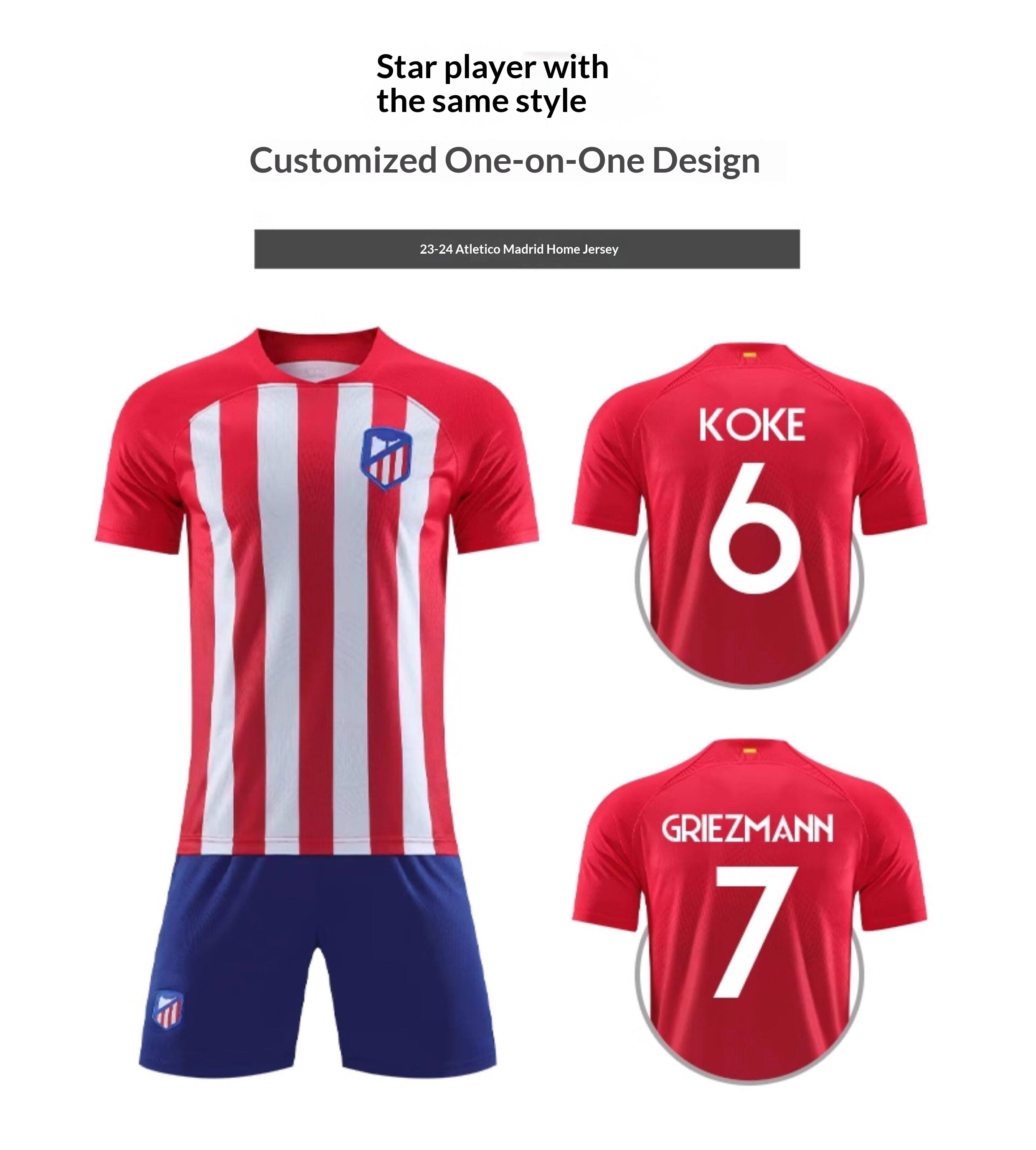 Atletico Madrid Home & Away #7 Griezmann Jersey - Men's & Women's Football Kit detail 7
