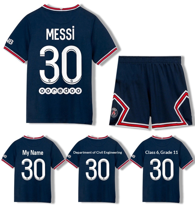 Paris Saint-Germain Custom Kids Football Kit #7130 - Messi, Neymar, Mbappé, Ronaldo Jersey detail 3
