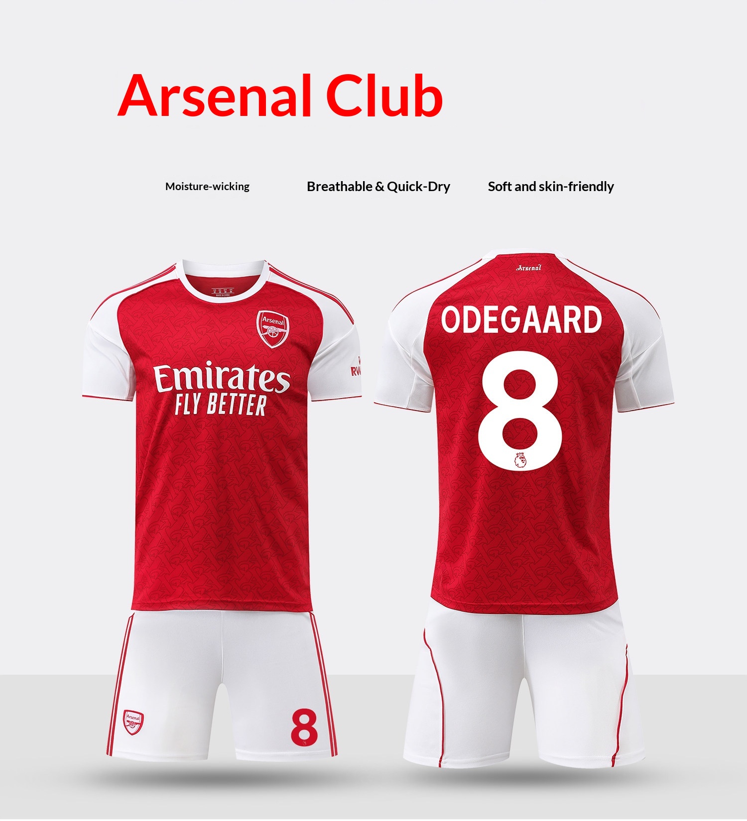 Arsenal 2526 Home Red Jersey Rice Havertz Training Kit Kids Football Shirt Custom detail 7