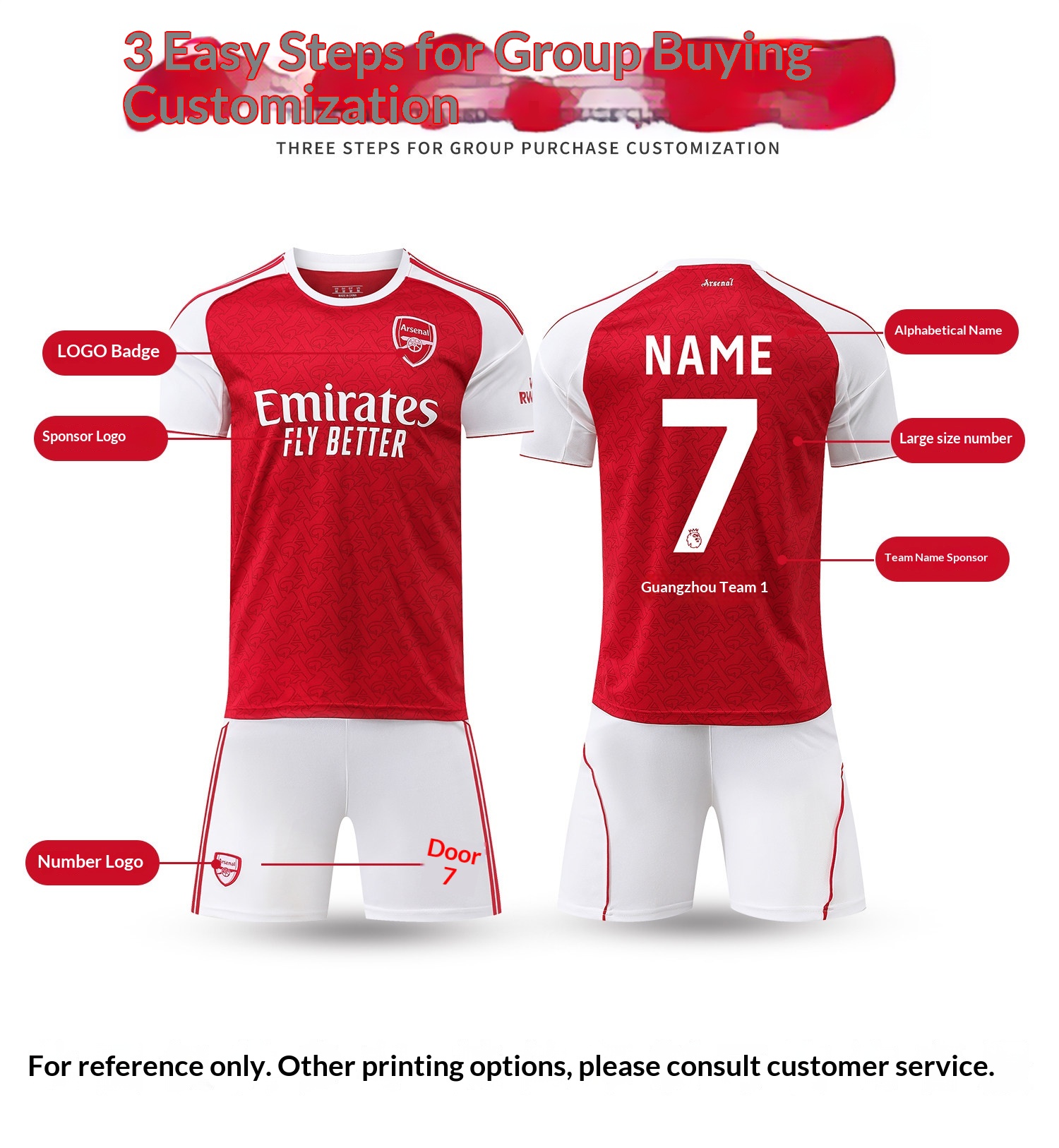 Arsenal 2526 Home Red Jersey Rice Havertz Training Kit Kids Football Shirt Custom detail 8