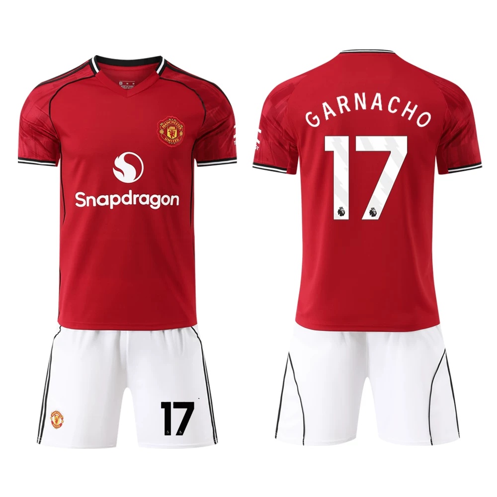 Manchester United 2025/26 Home Jersey Kit - Garnacho 17, Mainoo 37, Ronaldo 7 - Kids Training Set detail 5