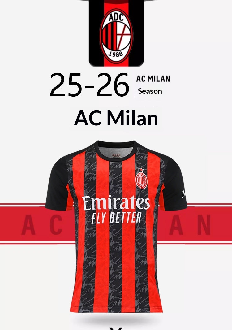 AC Milan 25-26 Home Jersey Kit with Giroud 9, Ibrahimovic 11, Kaka Customization detail 1
