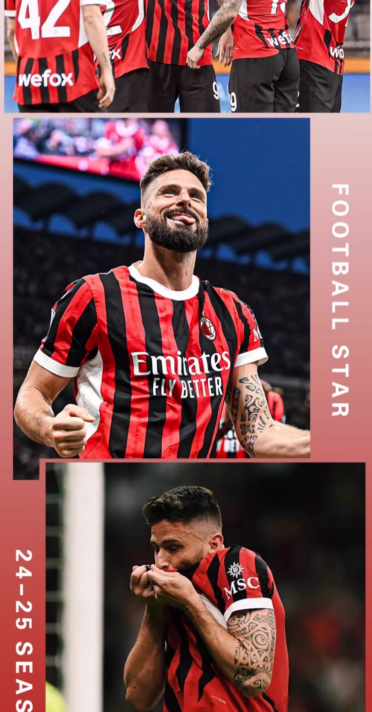 AC Milan 25-26 Home Jersey Kit with Giroud 9, Ibrahimovic 11, Kaka Customization detail 10