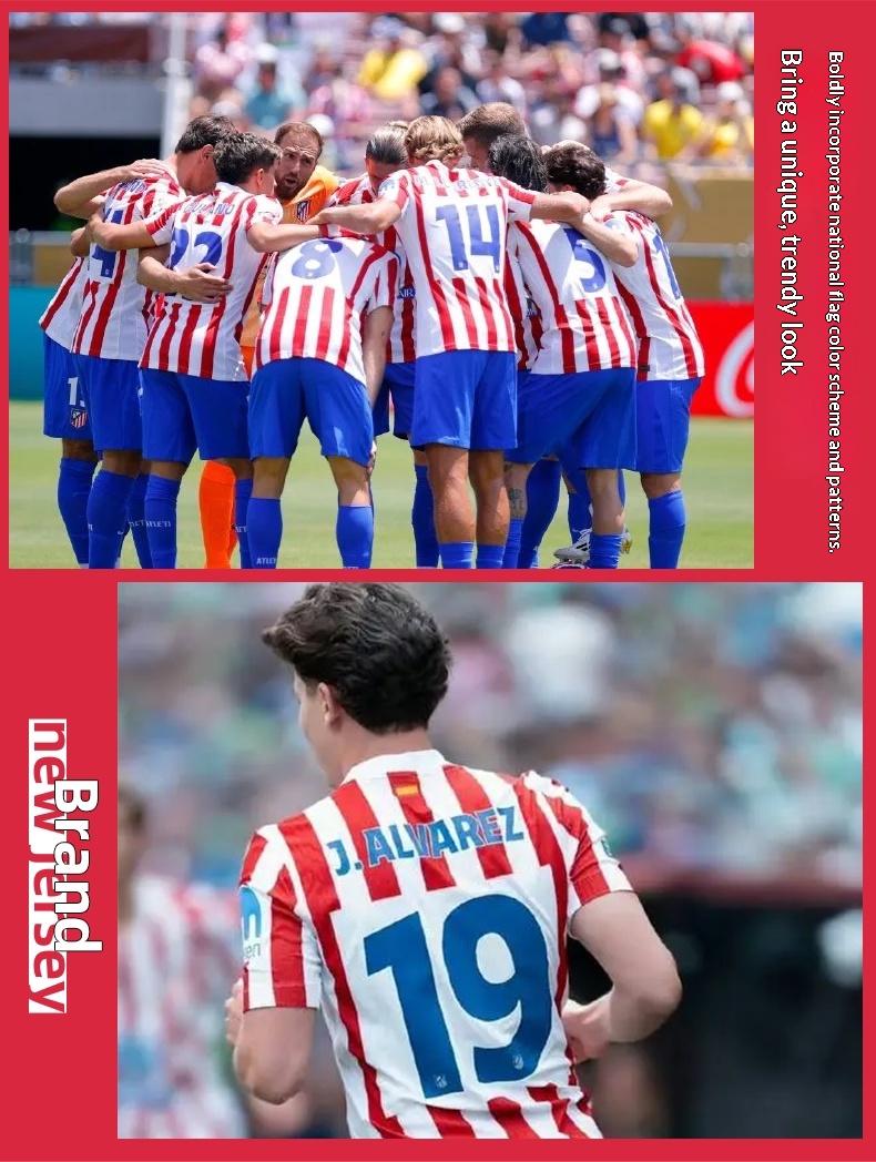 Atletico Madrid 2526 Home Kit #19 Alvarez Jersey Set detail 3
