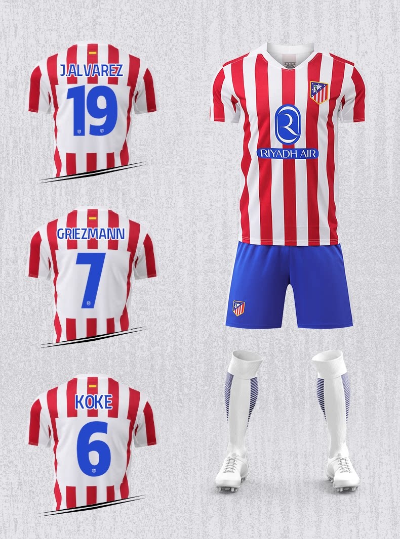 Atletico Madrid 2526 Home Kit #19 Alvarez Jersey Set detail 6