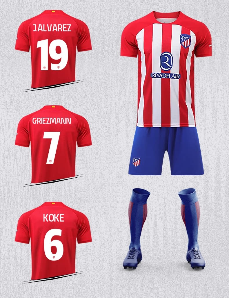 Atletico Madrid 2526 Home Kit #19 Alvarez Jersey Set detail 8