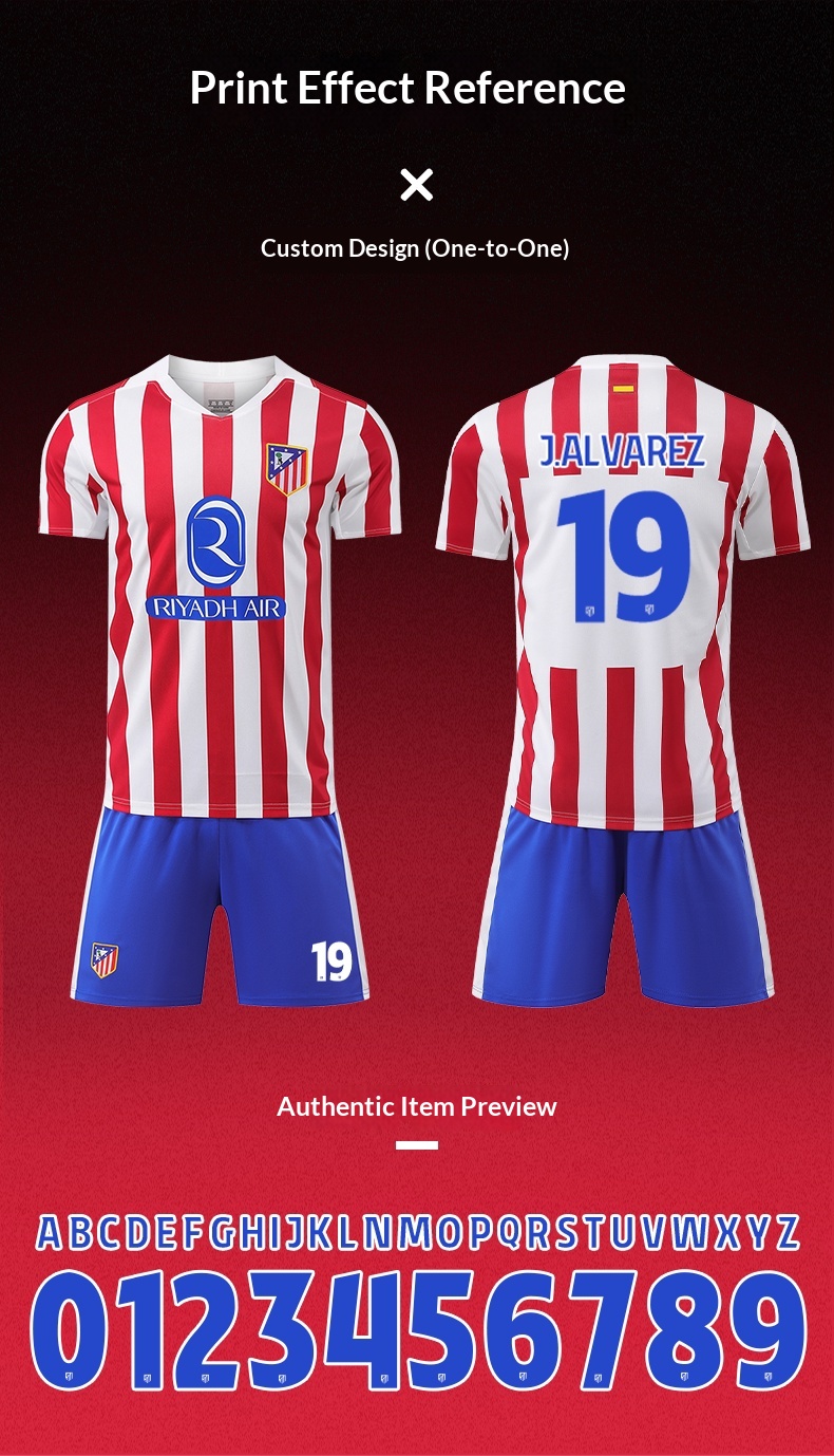 Atletico Madrid 2526 Home Kit #19 Alvarez Jersey Set detail 9