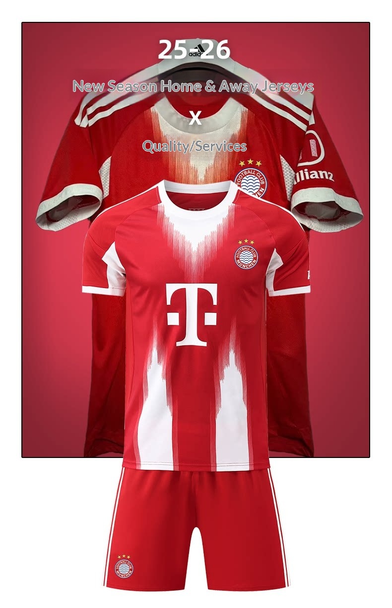 Bayern Munich 25/26 Home & Away Jersey Kit - Kane Custom Football Uniform Set for Men & Kids detail 1