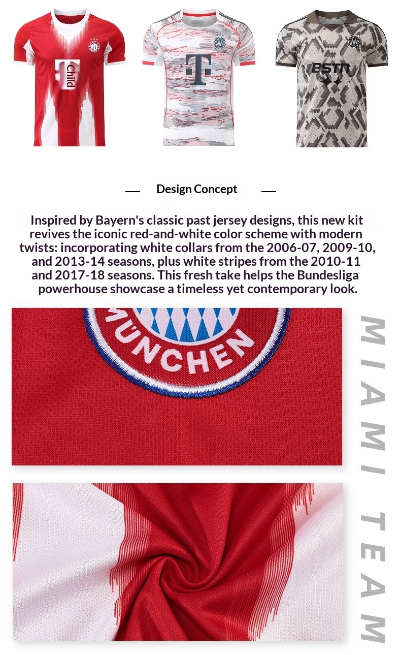 Bayern Munich 25/26 Home & Away Jersey Kit - Kane Custom Football Uniform Set for Men & Kids detail 2