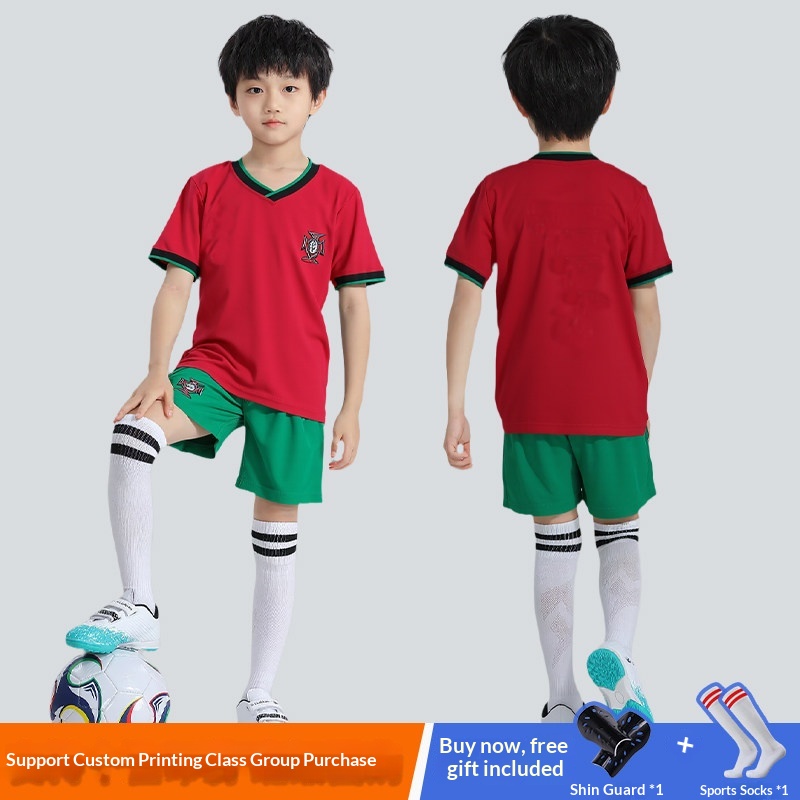 儿童球衣男女童葡萄牙皇马C罗球衣利雅得胜利队服定制足球服套装