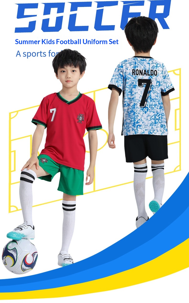 儿童球衣男女童葡萄牙皇马C罗球衣利雅得胜利队服定制足球服套装 detail 1