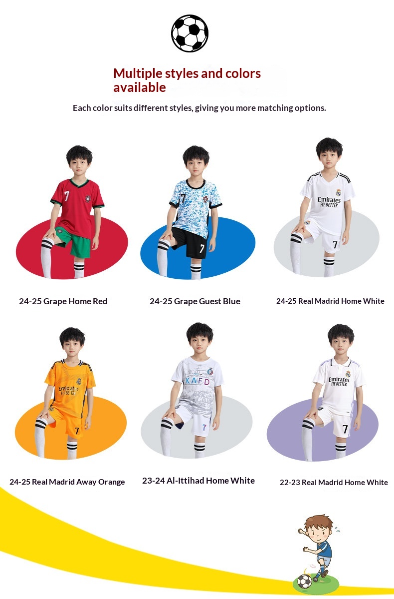 儿童球衣男女童葡萄牙皇马C罗球衣利雅得胜利队服定制足球服套装 detail 2