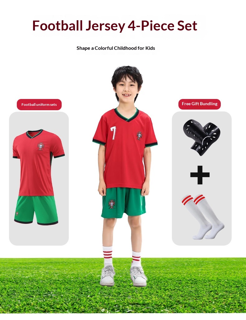 儿童球衣男女童葡萄牙皇马C罗球衣利雅得胜利队服定制足球服套装 detail 4