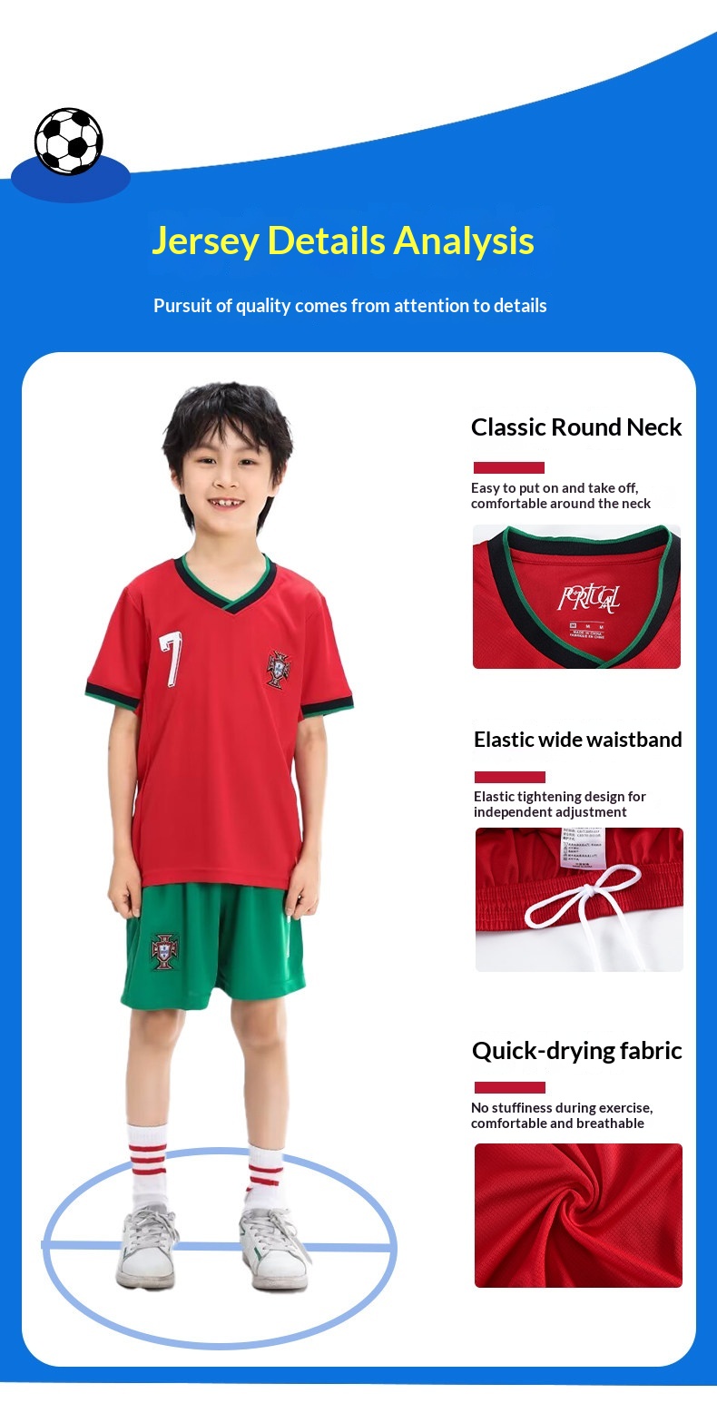 儿童球衣男女童葡萄牙皇马C罗球衣利雅得胜利队服定制足球服套装 detail 6
