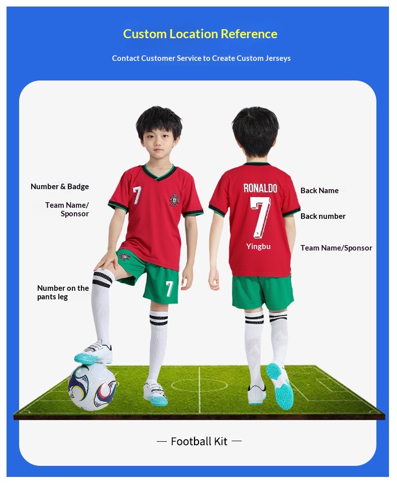 儿童球衣男女童葡萄牙皇马C罗球衣利雅得胜利队服定制足球服套装 detail 9