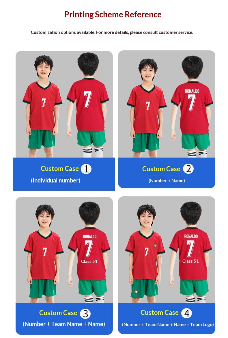 儿童球衣男女童葡萄牙皇马C罗球衣利雅得胜利队服定制足球服套装 detail 10