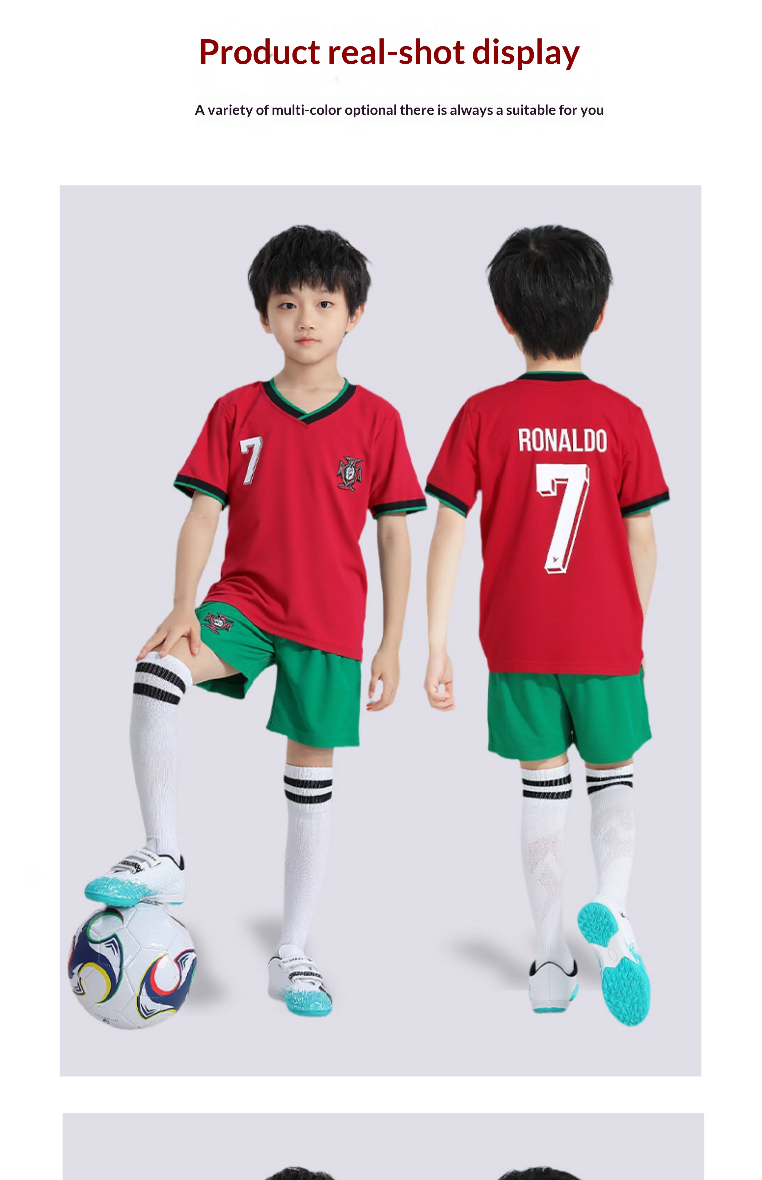 儿童球衣男女童葡萄牙皇马C罗球衣利雅得胜利队服定制足球服套装 detail 12