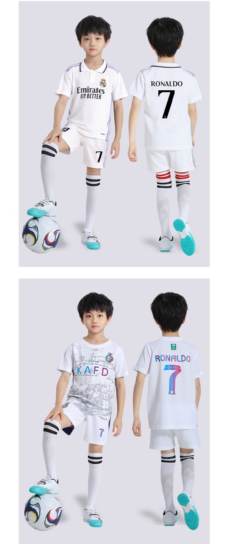 儿童球衣男女童葡萄牙皇马C罗球衣利雅得胜利队服定制足球服套装 detail 15