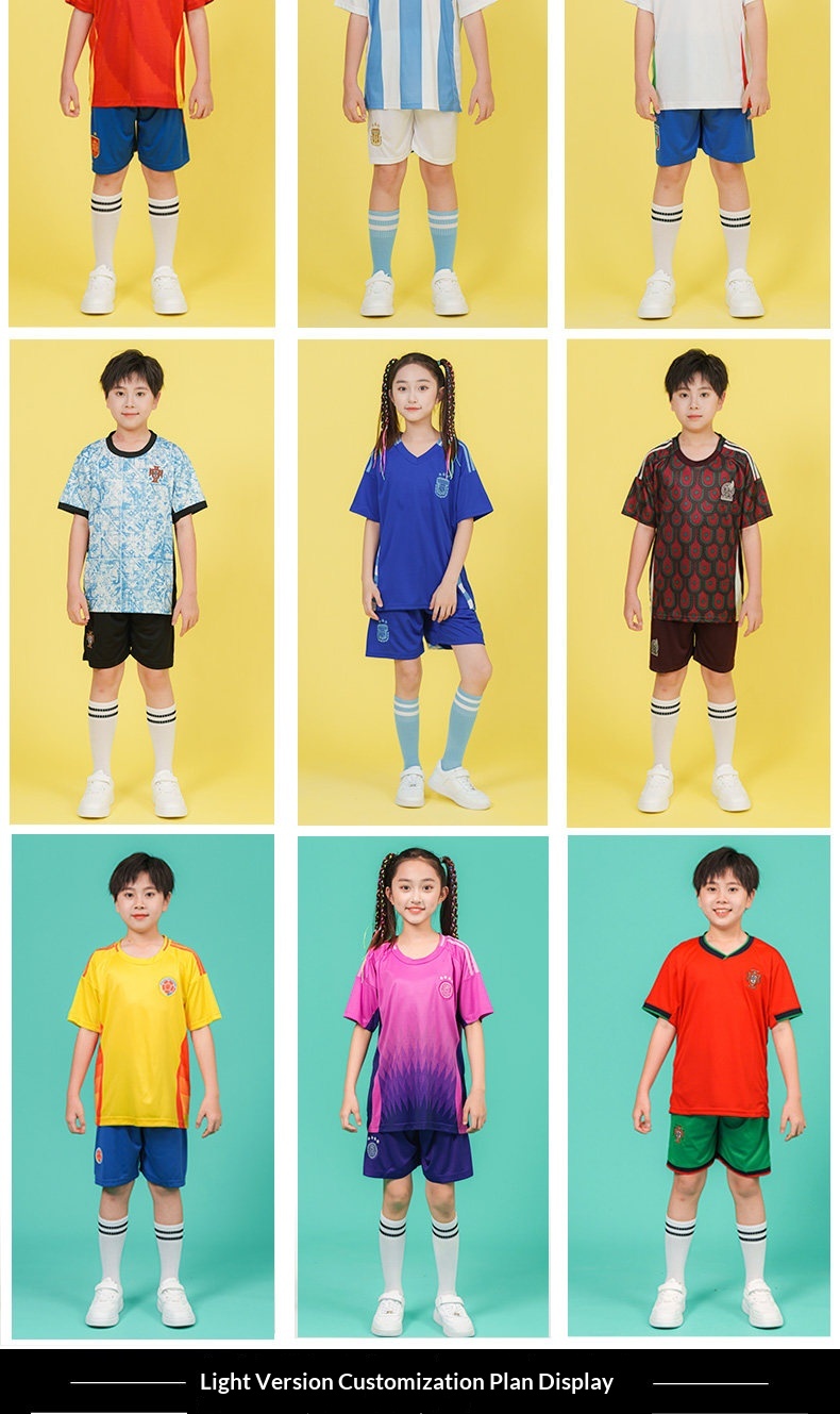 2024欧洲杯儿童足球球衣套装阿根廷梅西法德国葡萄牙罗纳尔多球衣定制 detail 5