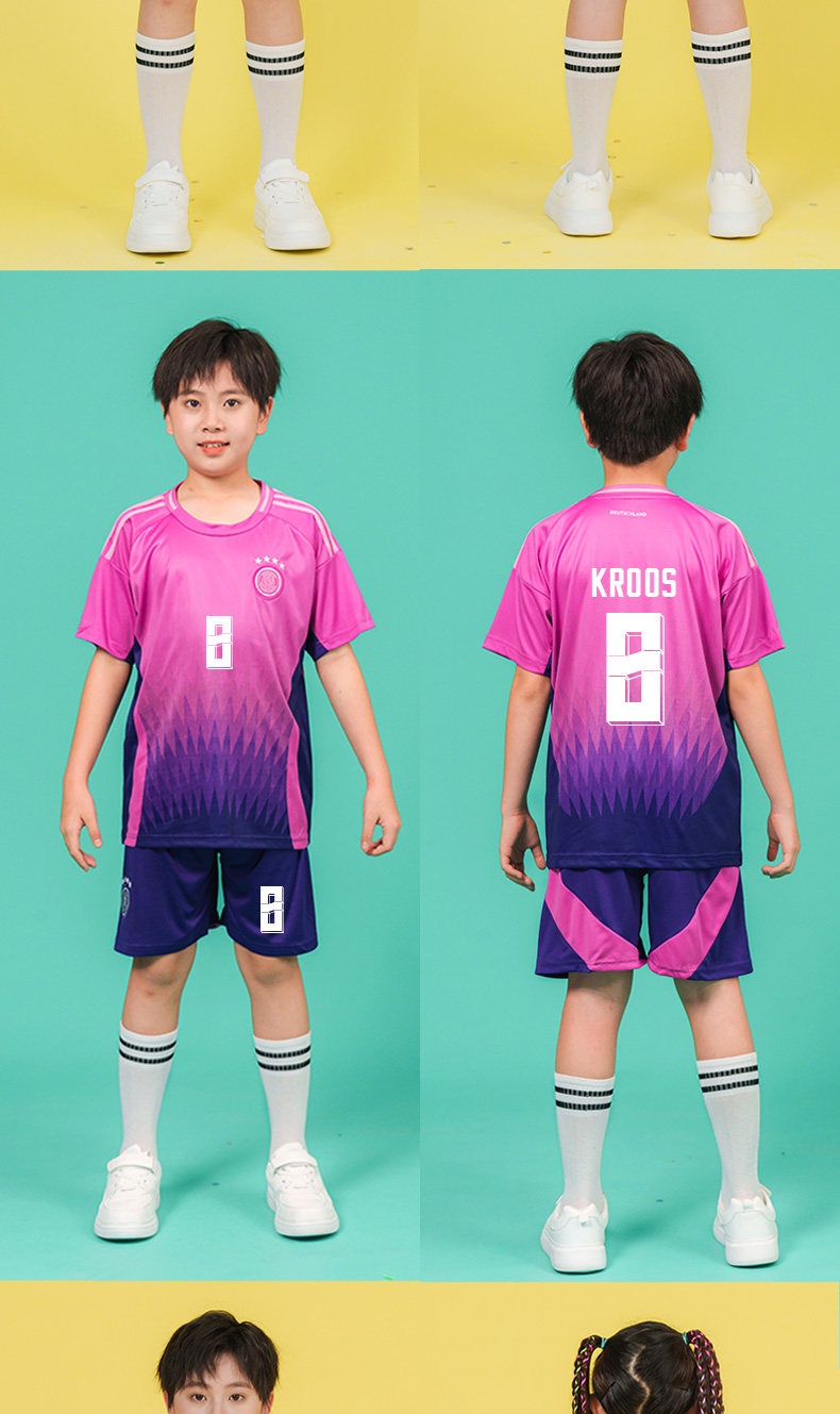 2024欧洲杯儿童足球球衣套装阿根廷梅西法德国葡萄牙罗纳尔多球衣定制 detail 11