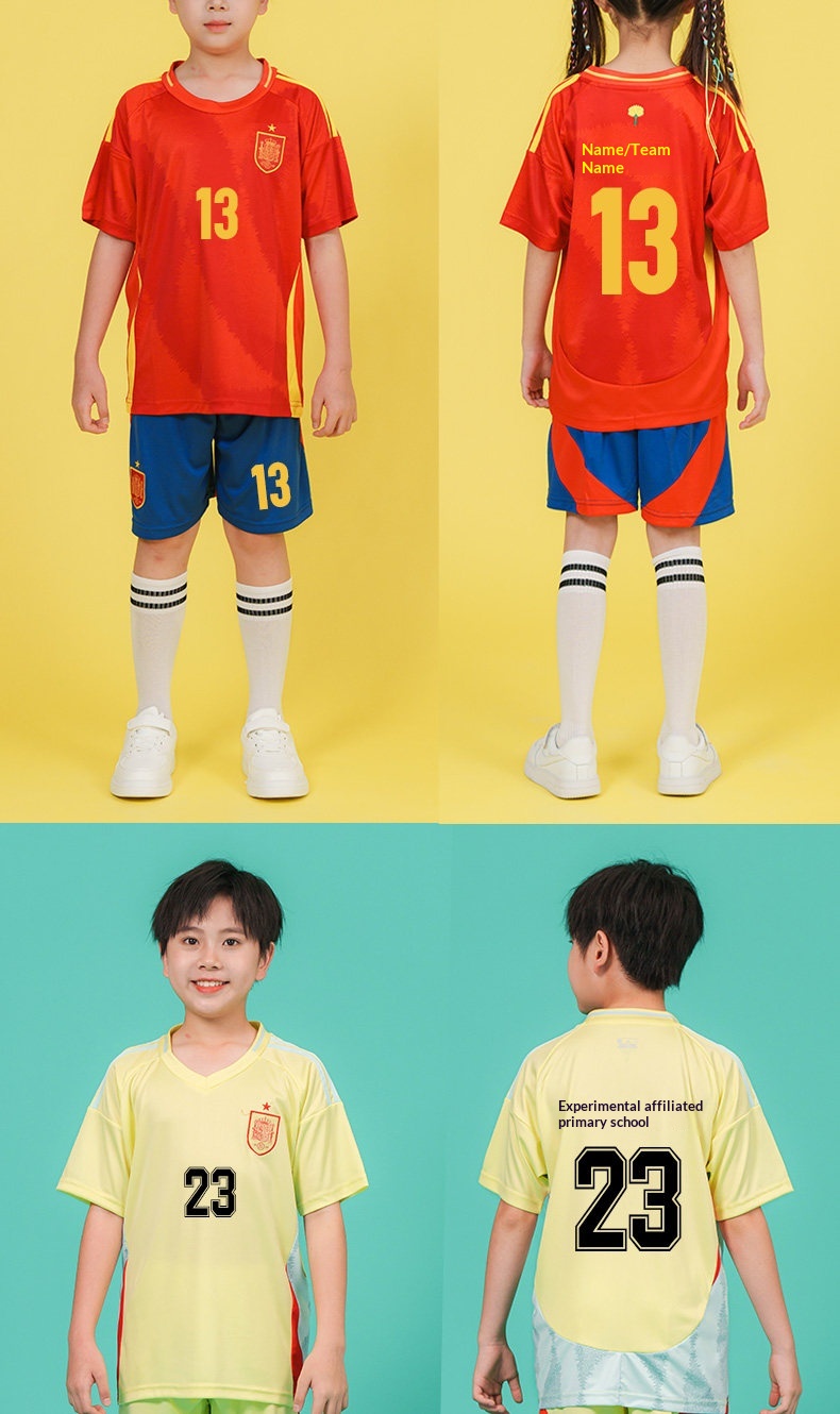 2024欧洲杯儿童足球球衣套装阿根廷梅西法德国葡萄牙罗纳尔多球衣定制 detail 12