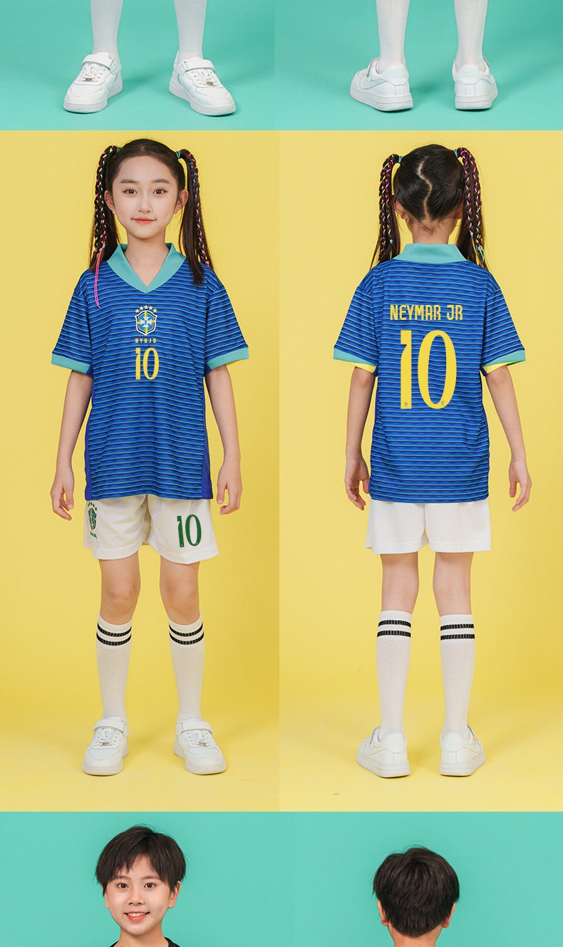 2024欧洲杯儿童足球球衣套装阿根廷梅西法德国葡萄牙罗纳尔多球衣定制 detail 16