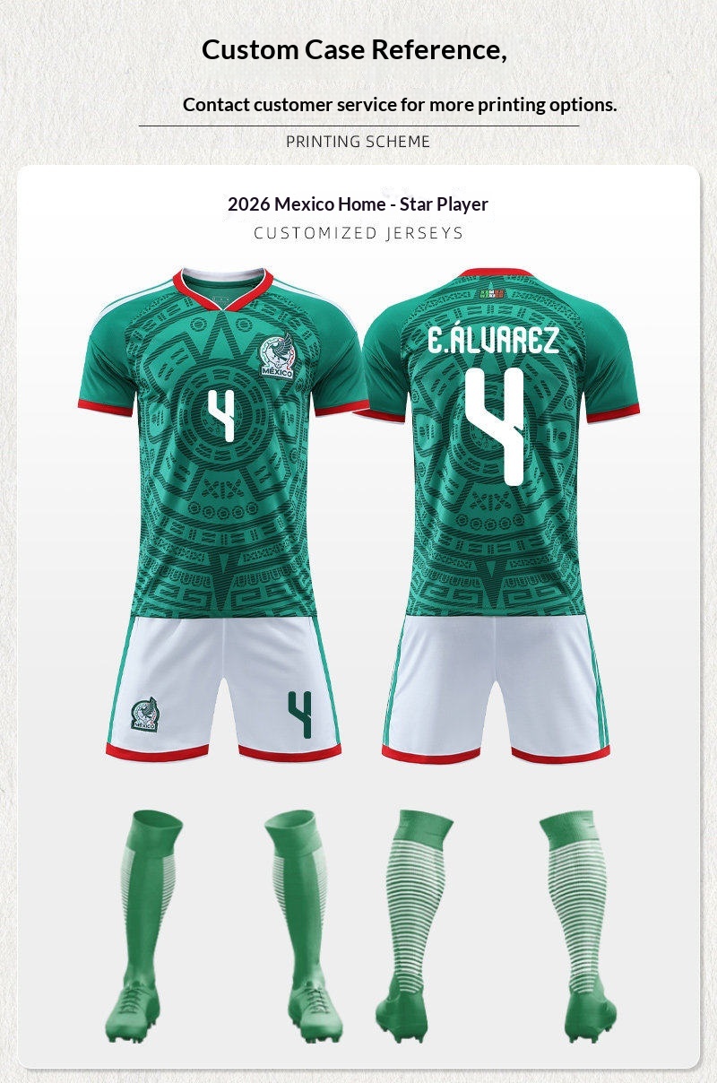 2026世界杯墨西哥国家队球衣劳尔定制儿童足球训练服套装男款成人 detail 6